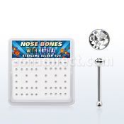 nbrdbxc box of silver nose bones with clear crystal tops
