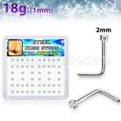 nlc18xc 316l steel nose studs round clear crystal tops