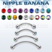 npbnjb5 surgical steel nipple banana 5mm bezel set balls