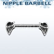 npsh16 surgical steel nipple barbell w small wings on both side