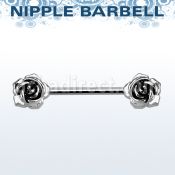 npsh1 316l steel nipple barbell w two small roses