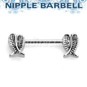 npsh4 surgical steel nipple barbell w wing pairs on both sides