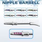 npsh6 316l steel nipple barbell in sword w crystal handle