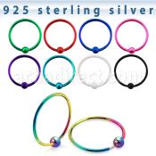 ns07bl color plated silver nose hoop with ball diameter 12mm