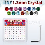 ns6mx box of silver nose studs with tiny 1 25mm crystal tops