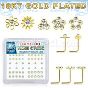 nsbxm7cg 18kt gold plated silver nose studs mixed flower 52