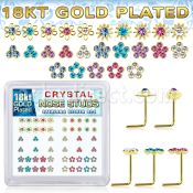 nsbxm7mg 18k gold plated silver nose studs color flower 52