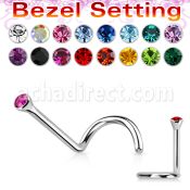 nscb 316l steel nose screw with bezel round crystal top