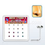 nsfbs16m box w 16 silver nose stud w round extra flat 2.5 crystal