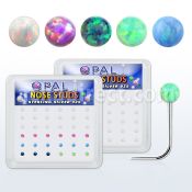 nso2h 925 silver nose stud w2mm ball shaped synthetic opal top