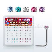 nspbmm box of silver nose studs with 1 5 2mm prong crystals