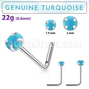nspge7 925 silver nose stud w turquoise