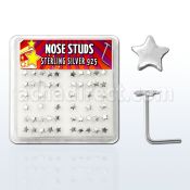 nssarbx box of silver nose studs with 3mm silver star tops