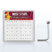 nssvbx box of silver nose studs with 1 5mm silver ball top