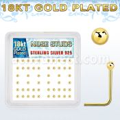 nsx18b2 box of gold silver nose studs w 2mm ball shaped top