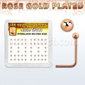 nsxrsb box of rose gold silver nose studs w 1 5mm ball top