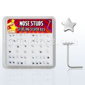 nsxsa box of silver nose studs with 2 3mm silver star tops
