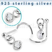 nwdvbz1 silver nose screw ball bezel set dangling cz