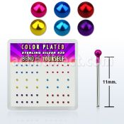 nymtbx1 box w silver bend it nose stud, w 1mm mix color ball top