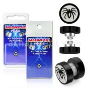 pkmp49 black 316l steel magnetic fake plug w spider logo