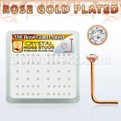 rsnsbxc rose gold silver nose studs w 1 5mm clear crystal tops
