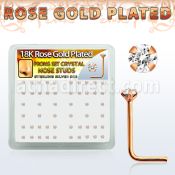 rssp14xc box w rose gold plated silver nose bone w 2mm crystal