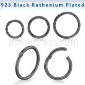 rusegh18 black ruthenium silver hinged segment ring 18g