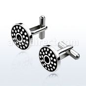 scl25 pair of high polished steel cufflinks w circle dots