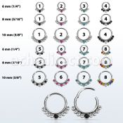 segh16px 316l steel hinged segment ring w 7 mixed color crystals