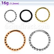 sepdd annealed steel seamless septum ring 16g w rough pattern
