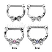 sepk16 high hanging septum clicker w bow cz stone in center