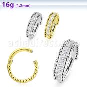 sgsh46 steel hinged segment ring 16g cz middle balls