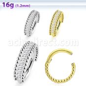 sgsh46 steel hinged segment ring 16g cz middle balls