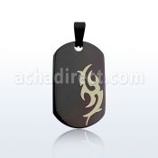 spdk5 black stainless steel dog tag pendant w cut out tribal