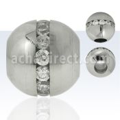 spdz3 matte stainless steel bead pendant with cz on the center