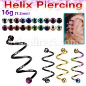 sphetmj pvd tri 316l steel helix spiral with multi jewel balls