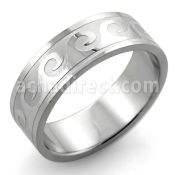 sr106 matte stainless steel carving ring w high polished wave