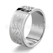 sr107 matte stainless steel carving ring with floral design