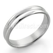 sr122 high polished stainless steel double wide ribbed ring