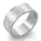 sr128 matte steel carving ring w high polished roman numeral