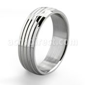 sr146 high polished stainless steel ring with four lines