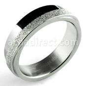 sr306 matte stainless steel ring w sandblasted diagonal band