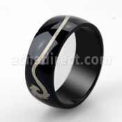 srb3 black stainless steel ring with tribal spiral design