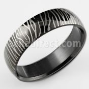 srb53 black anodized plated steel ring with zebra stripes