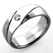 src22 stainless steel band with grooves clear crystal