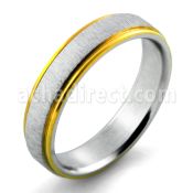 srg7 stainless steel ring w brushed center band gold lines