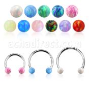 steel circular barbell 18g w two 3mm synthetic opal balls