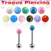 steel tragus piercing 18g w 3mm synthetic opal top ball