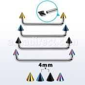 suditcn4 internal steel surface barbell w 2 4 mm pvd plated cones