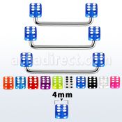 sudvd4 90 316l steel surface barbell w 4mm acrylic uv dices
